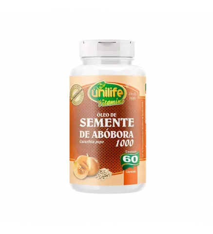 Óleo de Semente Abóbora 1000ml Ômegas 60 Cáps, Unilife