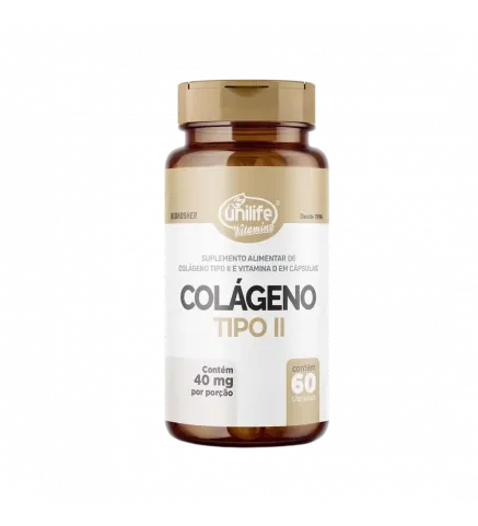 Colágeno Tipo II 40mg + Vitamina D3 60 Cáps, Unilife