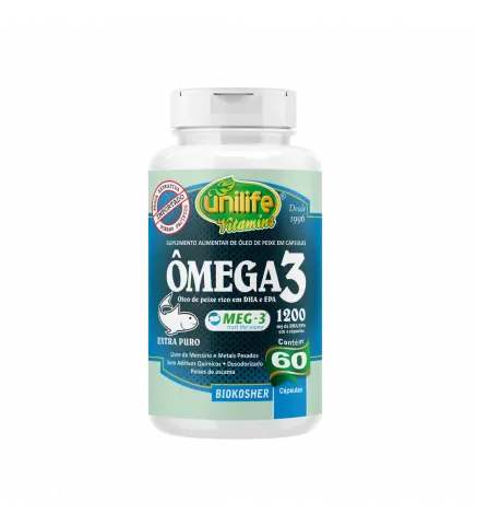 Ômega 3 Óleo de Peixe 1200mg DHA/EPA 60 Cáps, Unilife