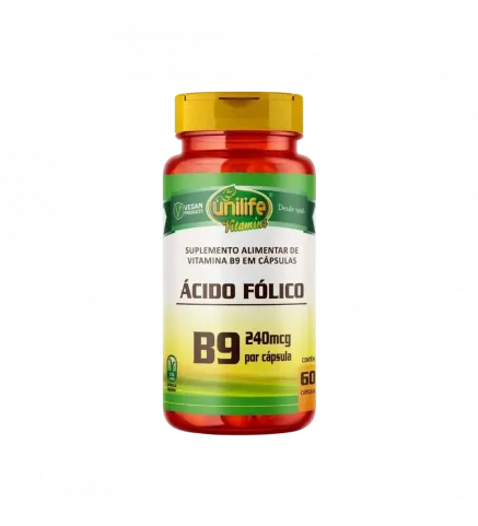 Ácido Fólico B9 240mcg  60 Cáps, Unilife