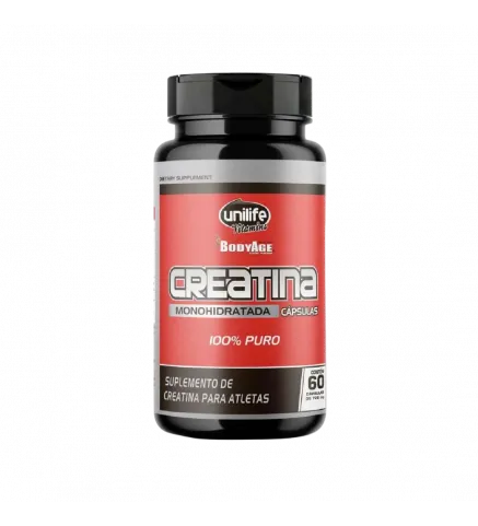 Creatina Monohidratada 100% Puro BodyAge 60 Cáps, Unilife