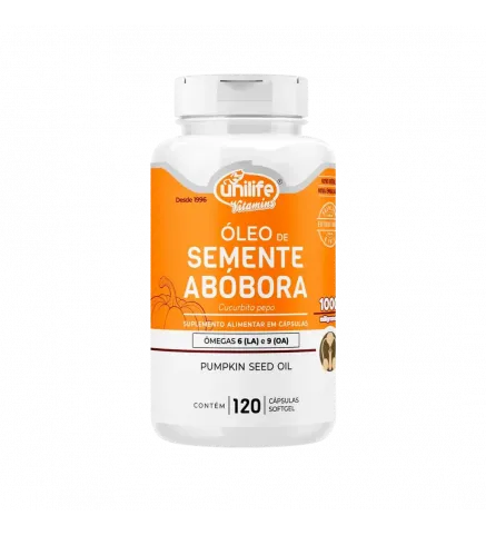 Óleo de Semente Abóbora 1000ml Ômegas 60 Cáps, Unilife