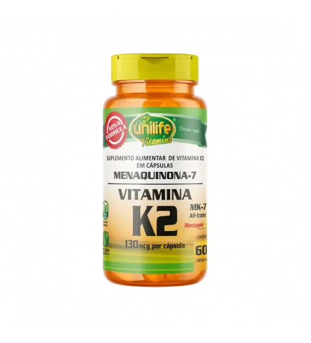 Menaquinona-7 Vitamina K2 130mcg 60 Cáps, Unilife