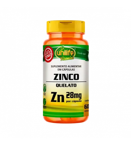 Zinco Quelato Zn 28mg 60 Cáps, Unilife