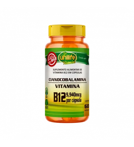 Cianocobalamina Vitamina B12 9,940 mcg 60 Cáps, Unilife