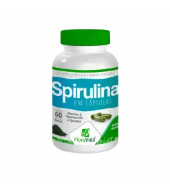 Spirulina c/ Vitaminas B12+E 600mg 60 Cáps, Flora Vida