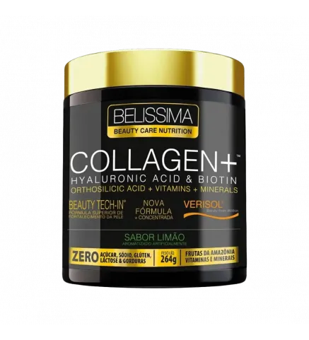 Collagen 264g Limão Hyaluronic & Biotin c/ Verisol, Belíssima