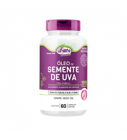 Óleo de Semente de Uva 1.000ml +Ômegas 60 Cáps, Unilife