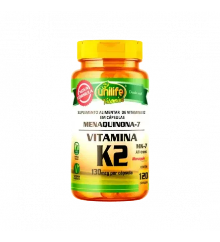 Menaquinona-7 Vitamina K2 130mcg 120 Cápsulas da Unilife