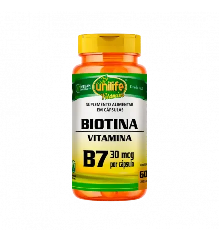 Biotina Vitamina B7 30mcg 60 Cáps, Unilife