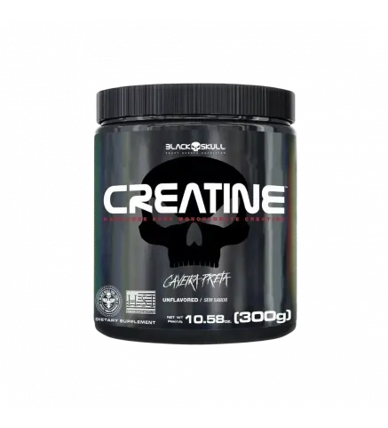 Creatina Hardcore Pure sem sabor 300g, Black Skull